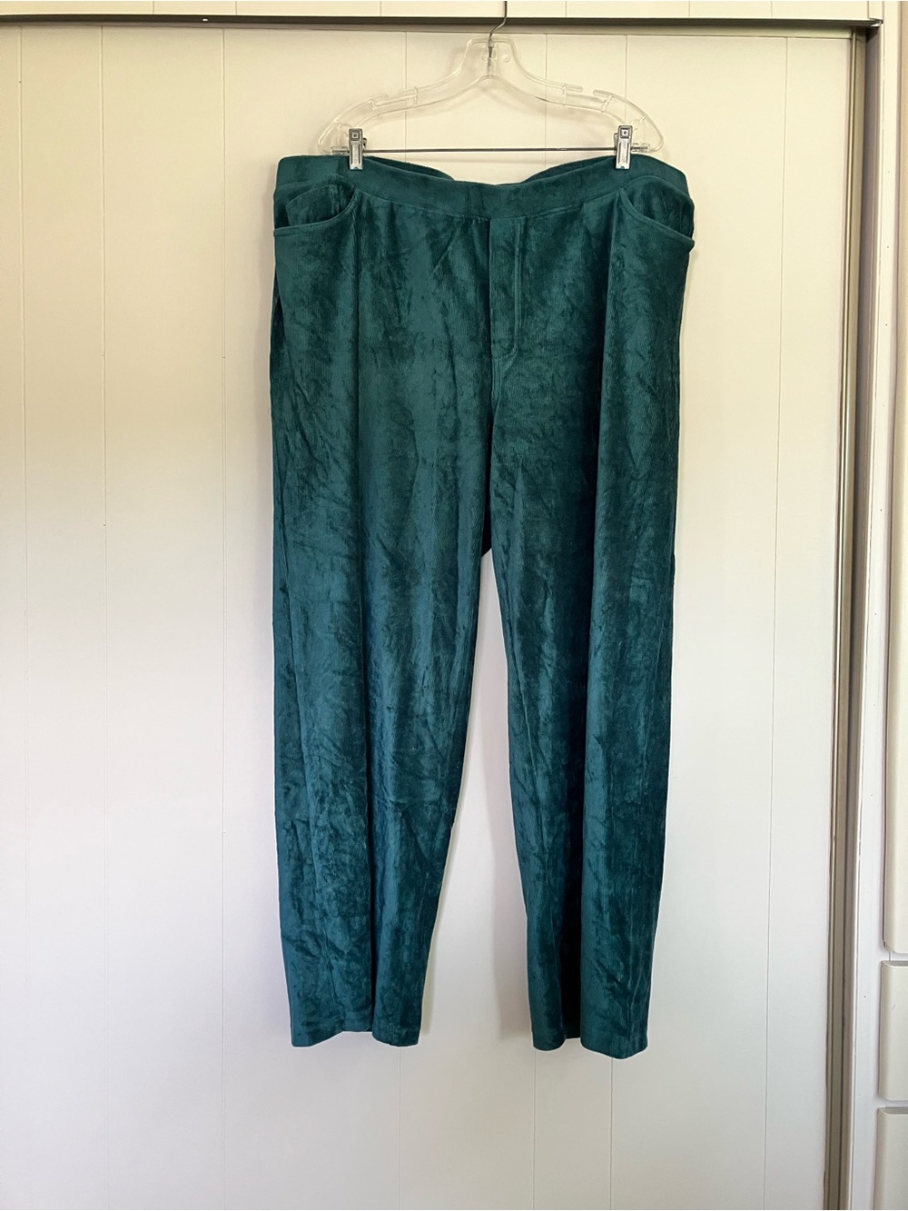 J. Jill Pure Jill Teal Straight-Leg  Corduroy Velour Pants Pockets